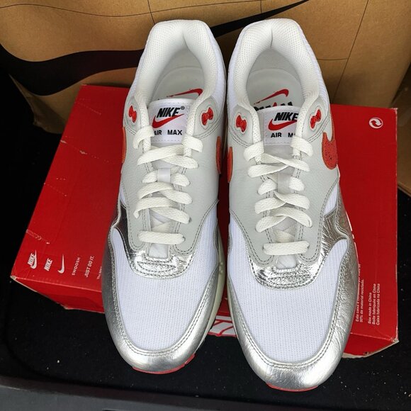 NEW Nike Air Max 1 Premium \'Hot Sauce\' Chile Red Silver HF7746 100 Size 12 main image 5